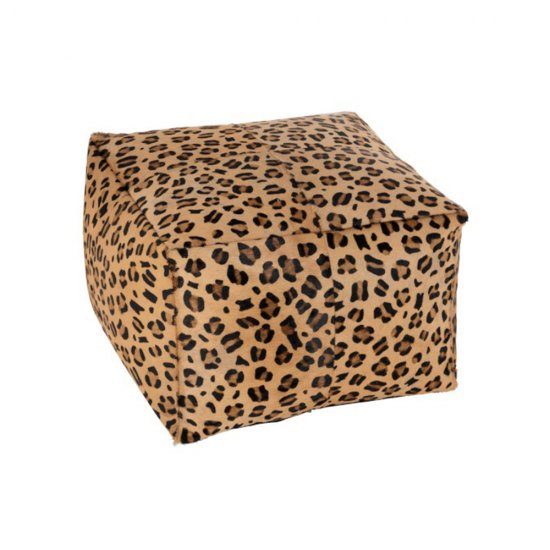 Puf Pătrat LEOPARD Piele Multicolor