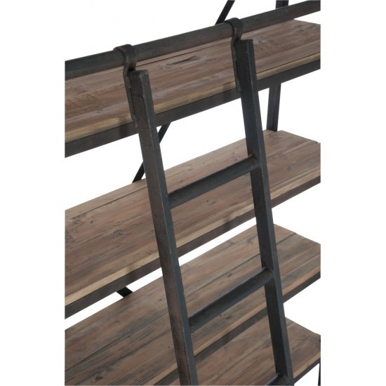 Raft + Scară 4 Polițe Lemn + Metal Maro - Natural