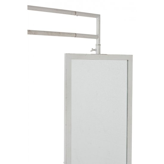 Raft 4 Polițe + Oglindă + Cuier Metal Alb