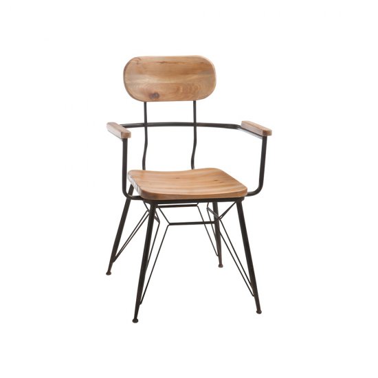 Scaun BISTRO Metal + Lemn Natural - Negru