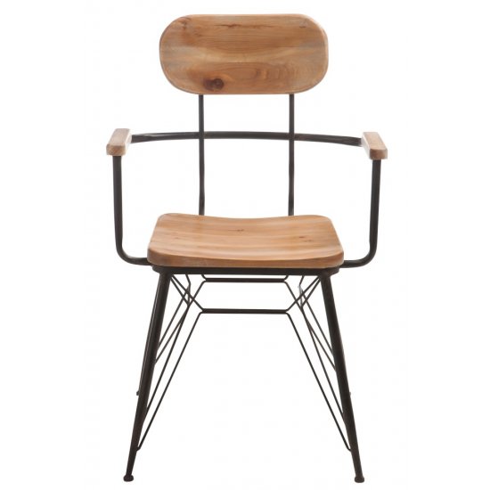 Scaun BISTRO Metal + Lemn Natural - Negru