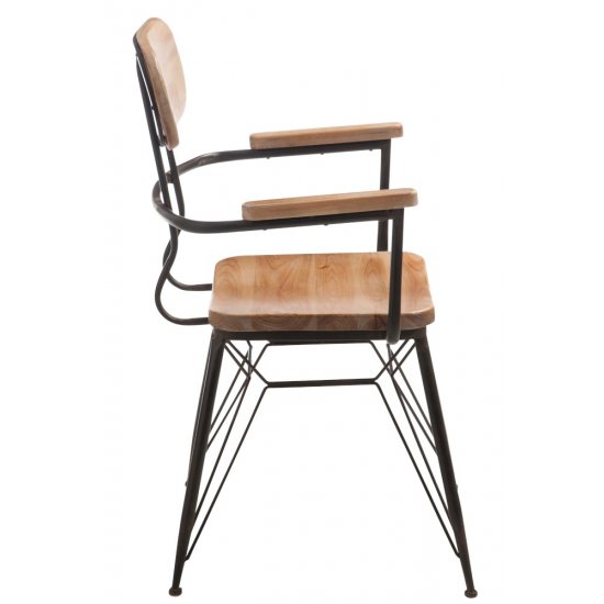 Scaun BISTRO Metal + Lemn Natural - Negru