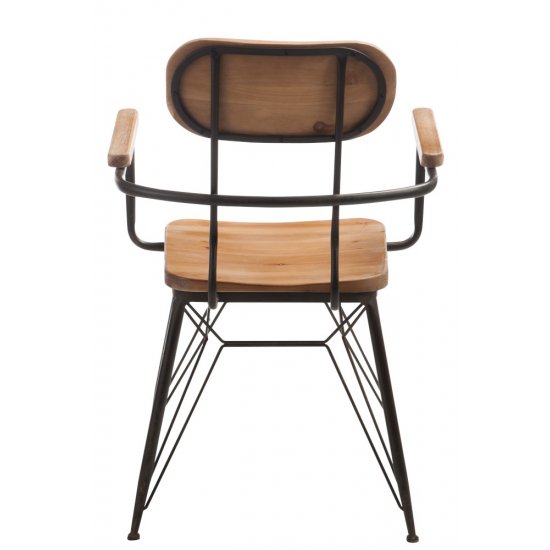 Scaun BISTRO Metal + Lemn Natural - Negru