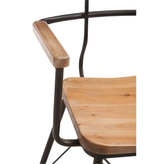 Scaun BISTRO Metal + Lemn Natural - Negru