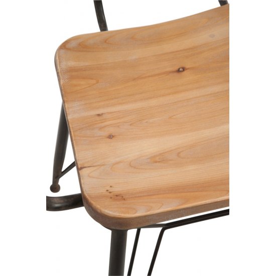 Scaun BISTRO Metal + Lemn Natural - Negru