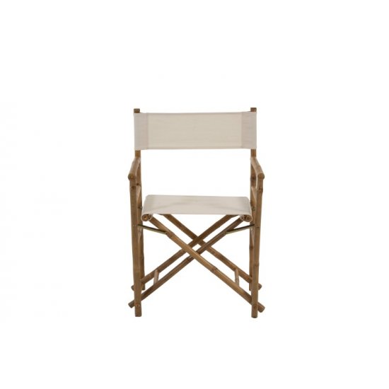 Scaun Director Pliabil Bambus + Textil Natural - Alb