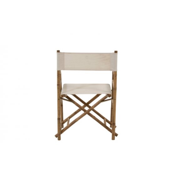 Scaun Director Pliabil Bambus + Textil Natural - Alb