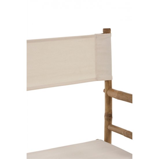 Scaun Director Pliabil Bambus + Textil Natural - Alb