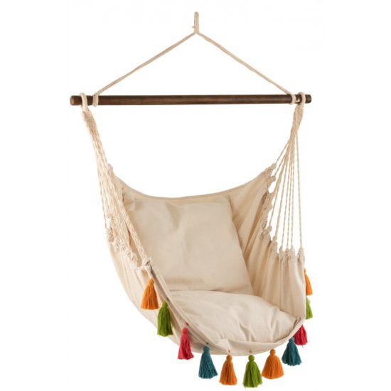 Scaun Suspendat Ciucuri Bumbac Multicolor