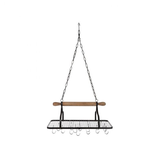 Suport Oale Suspendat + Cârlige Metal + Lemn Negru