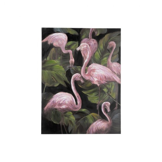 Tablou Flamingo Roz - Verde - Negru