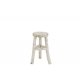 Taburet Rotund IBIZA Lemn Alb Rustic