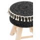 Taburet Rotund Lemn + Iută Negru