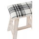 Taburet Dreptunghiular Lemn + Textil Alb - Negru