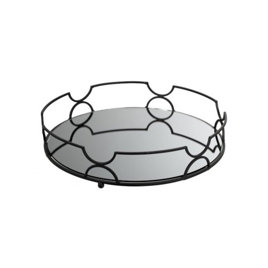 Tavă Rotundă Oglindă Metal Negru
