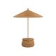 Umbrelă + Masă + Coș Depozitare Ratan + Lemn Tec Natural