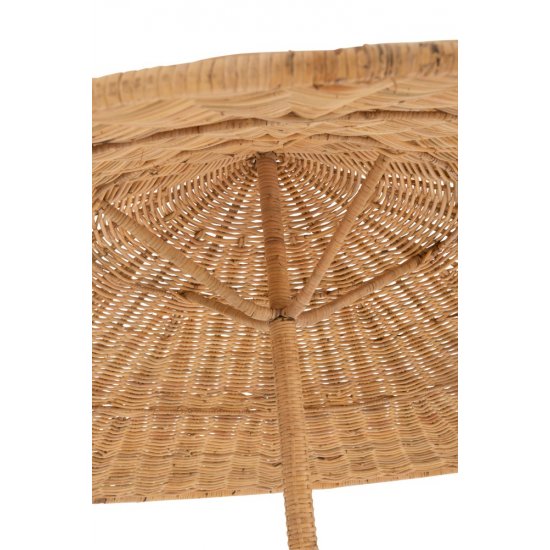 Umbrelă + Masă + Coș Depozitare Ratan + Lemn Tec Natural