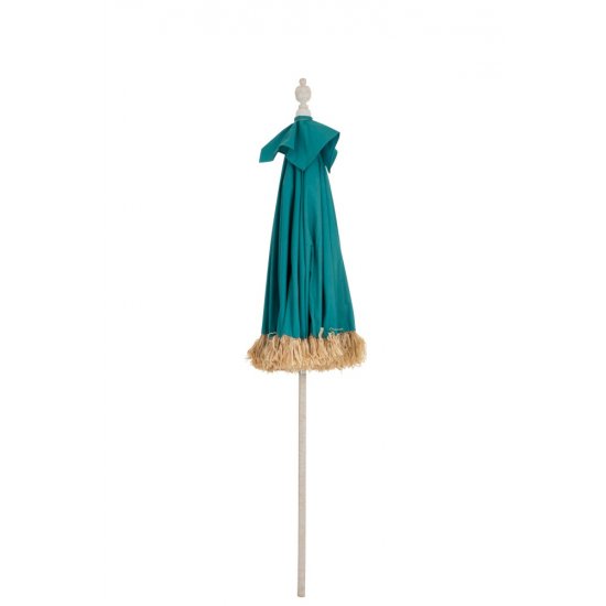 Umbrelă Material Rafie + Lemn Albastru Azur - Alb