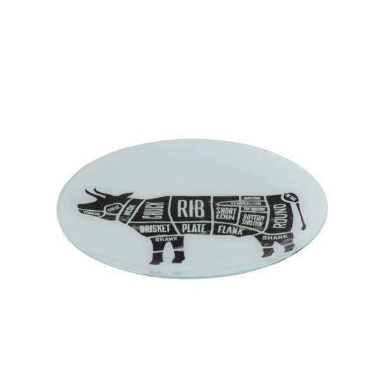 Farfurie COW PARTS Sticlă Negru - Alb