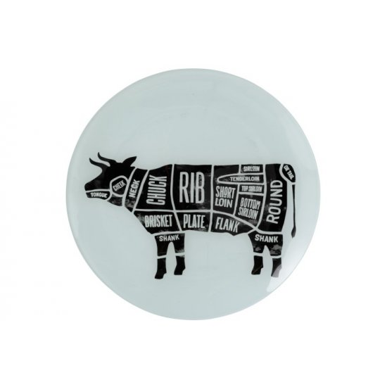 Farfurie COW PARTS Sticlă Negru - Alb