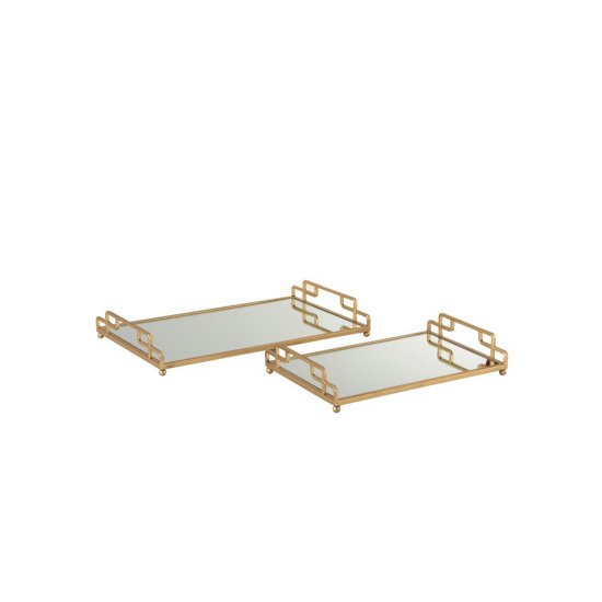 Set 2 tavi metal-sticla aurii