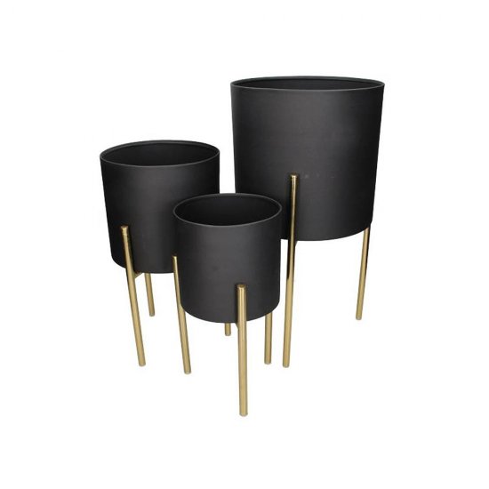 Suport Ghiveci 3 Piese Negru
