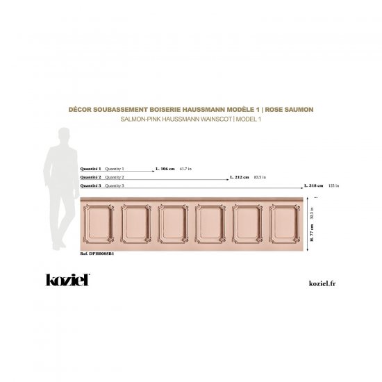 Tapet Haussmann Wainscot 1 roz somon