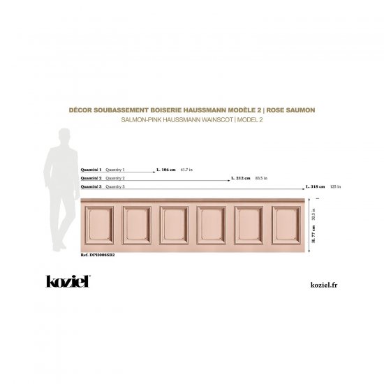 Tapet Haussmann Wainscot 2 roz somon