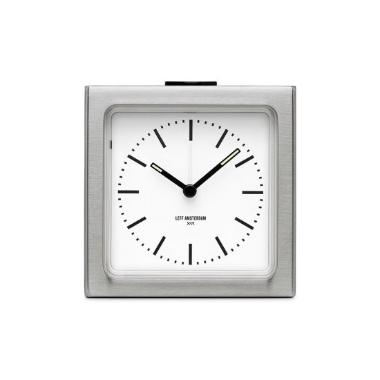Ceas Alarmă BLOCK Oțel - Alb