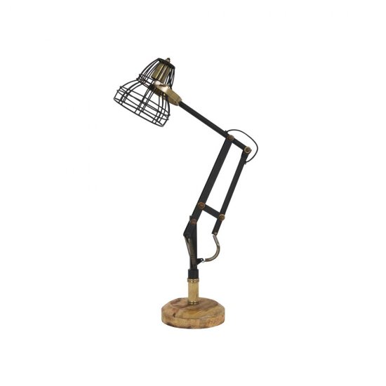 Lampă Birou JACKSON Negru Mat - Bronz Antichizat