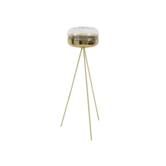 Lumină Podea CHERLE Sticlă Aurie + Auriu Mat