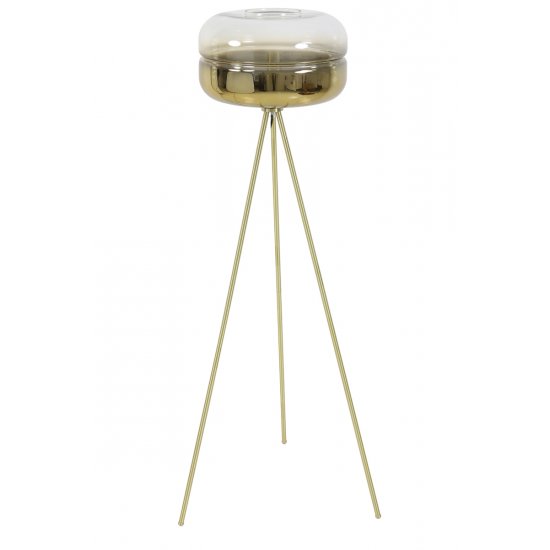 Lumină Podea CHERLE Sticlă Aurie + Auriu Mat