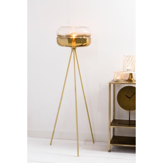 Lumină Podea CHERLE Sticlă Aurie + Auriu Mat