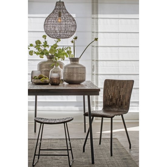 Scaun Dining FLORES Lemn Gri Antichizat