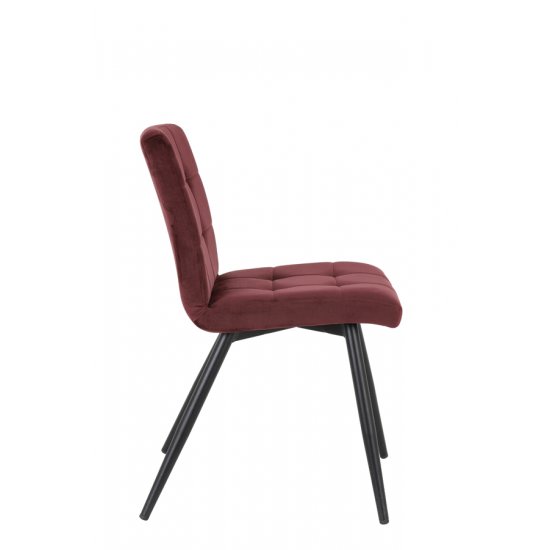 Scaun Dining OLIVE Catifea Bordo - Negru