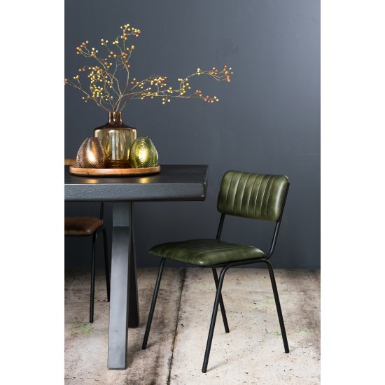 Scaun Dining SOMANDA Piele Verde - Negru
