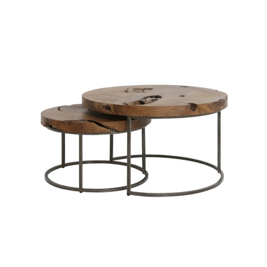 Set 2 Măsuțe Cafea KARNARE Lemn Maro Natural