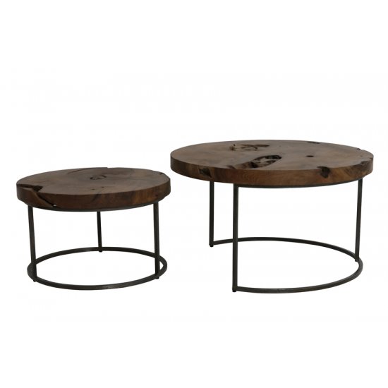 Set 2 Măsuțe Cafea KARNARE Lemn Maro Natural