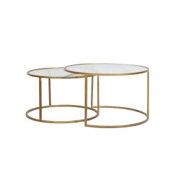 Set 2 Măsuțe Cafea DUARTE Sticlă Auriu
