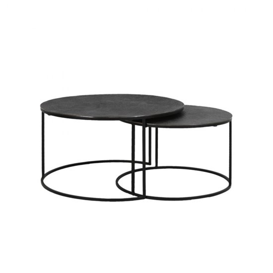 Set 2 Măsuțe Cafea RENGO Nichel Negru