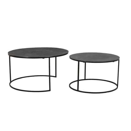 Set 2 Măsuțe Cafea RENGO Nichel Negru