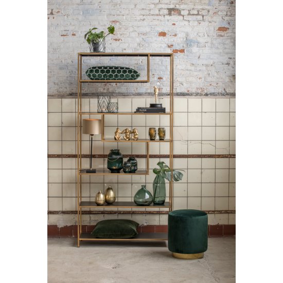 Taburet NADIEN Catifea Verde Închis - Auriu