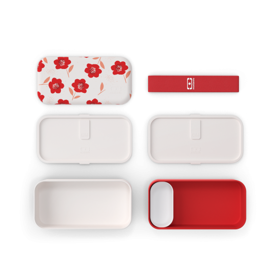 Caserolă Mâncare BENTO MB ORIGINAL Flori Mac Alb - Roșu