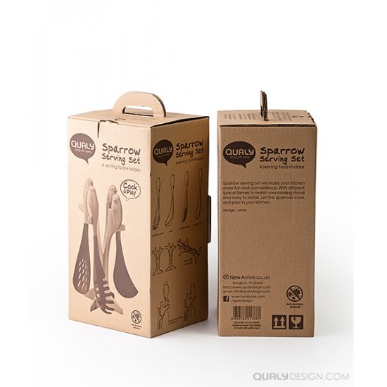 Set Ustensile Servire + Stand SPARROW Alb - Negru