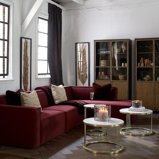 Modul Colț Canapea + Mâner Stâng THE JAGGER Catifea Bordo