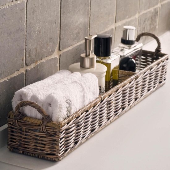 Coș Ratan Rustic Dreptunghiular Maro Natural