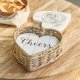Suport Pahar RUSTIC RATTAN HEART Alb