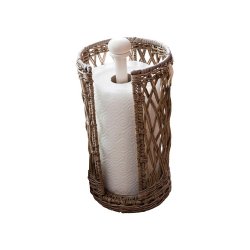 Suport Rolă Hârtie RUSTIC RATTAN Maro - Alb