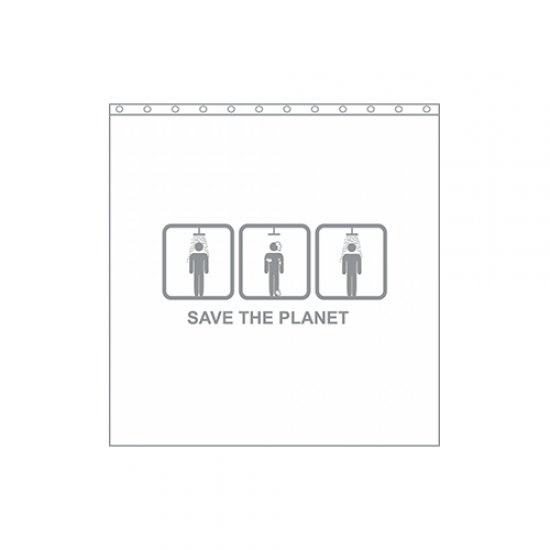 Perdea Duș SAVE THE PLANET Alb - Gri