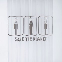 Perdea Duș SAVE THE PLANET Alb - Gri